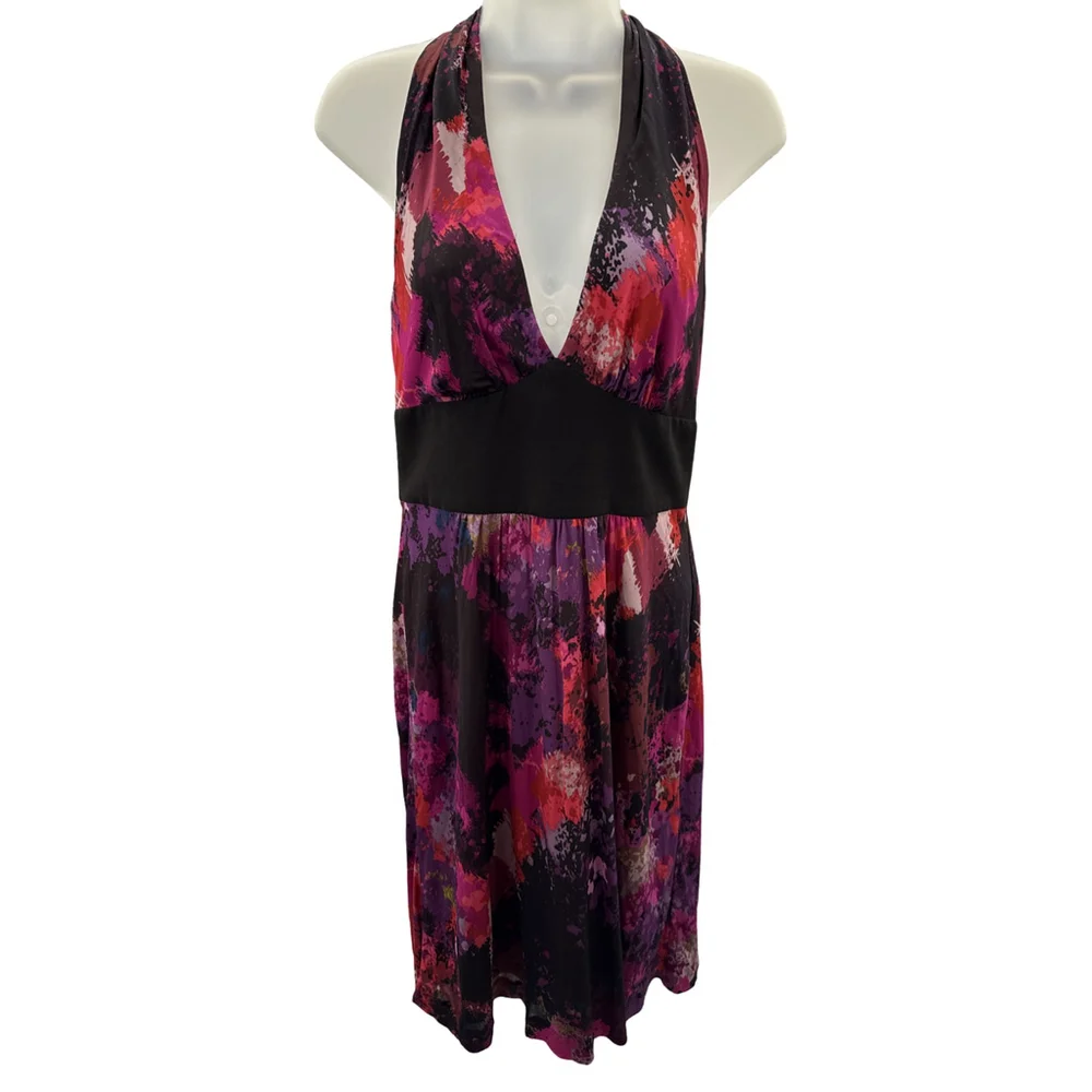 Trina Turk Halter Dress Size 4 Empire Waist Sheath Multicolor Abstract Print - Picture 11 of 12